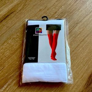 NWT thigh high white nylon/spandex socks